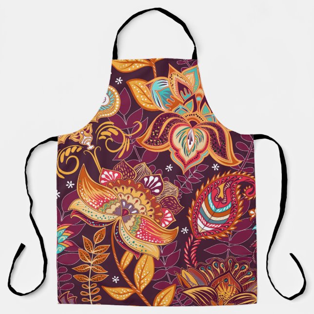 Bright seamless pattern in paisley style. Colourfu Apron (Front)