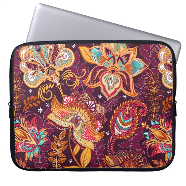 Bright seamless pattern in paisley style. Colourfu Laptop Sleeve (Front)