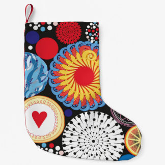 Bright seamless pattern of different round element small christmas stocking