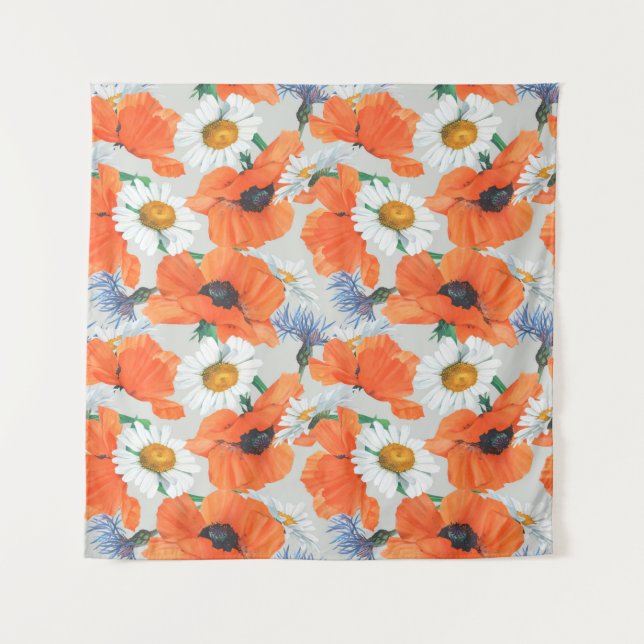Bright seamless pattern of poppies, daisies and co tapestry (Front)