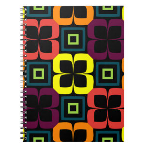 Bright seamless pattern with colourful flowers on notebook