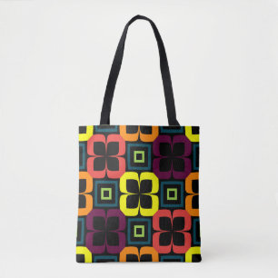 Bright seamless pattern with colourful flowers on tote bag