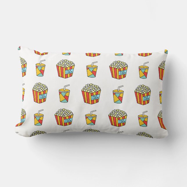 Bright seamless pattern with food for watching mov lumbar cushion (Front)