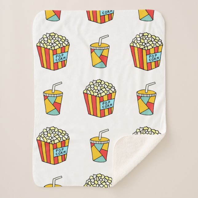 Bright seamless pattern with food for watching mov sherpa blanket (Front)