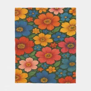 Bright Seamless Wildflower Pattern Fleece Blanket