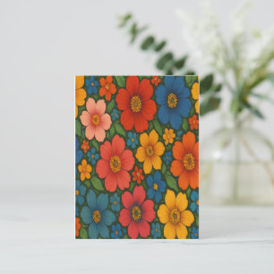 Bright Seamless Wildflower Pattern Holiday Postcard