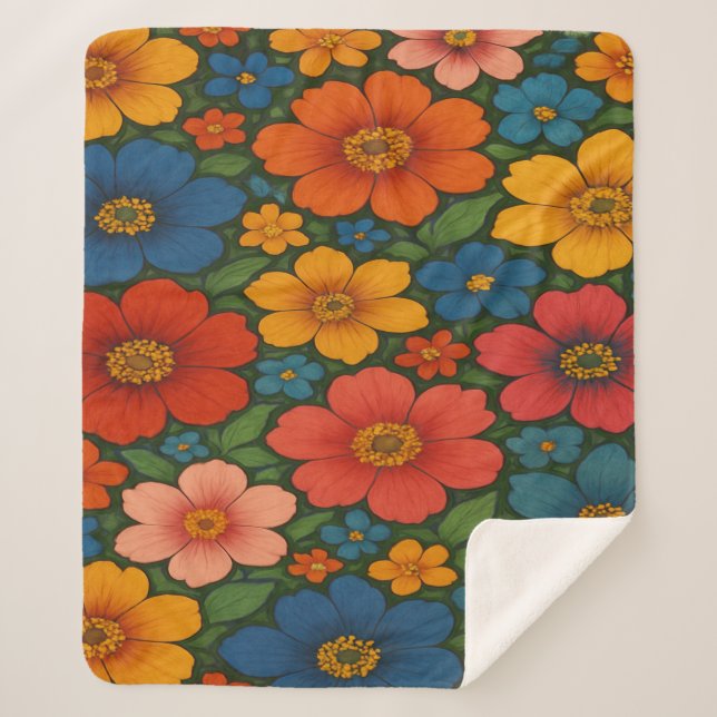 Bright Seamless Wildflower Pattern  Sherpa Blanket (Front)