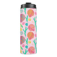 Bright Seashells and Seaweed Pattern 