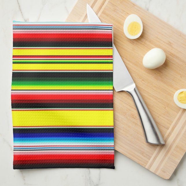 Bright serape stripes tea towel (Quarter Fold)