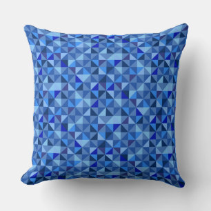 BRIGHT SHADES OF BLUE GEOMETRIC PATTERNS CUSHION
