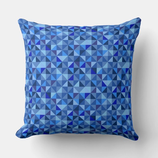 BRIGHT SHADES OF BLUE GEOMETRIC PATTERNS CUSHION (Front)