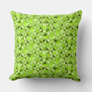 BRIGHT SHADES OF LIME GREEN GEOMETRIC PATTERNS CUSHION