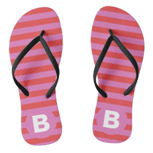 Bright Shades of Pink Striped Monogrammed Jandals