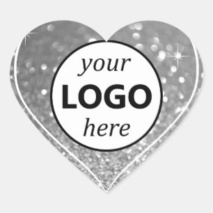 Bright Shimmery Silver Glitter Sparkle Stars Logo Heart Sticker