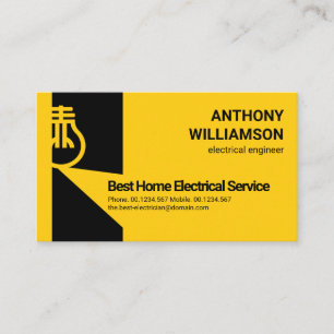 Bright Shining Yellow Electrical Bulb Electrician Business Card