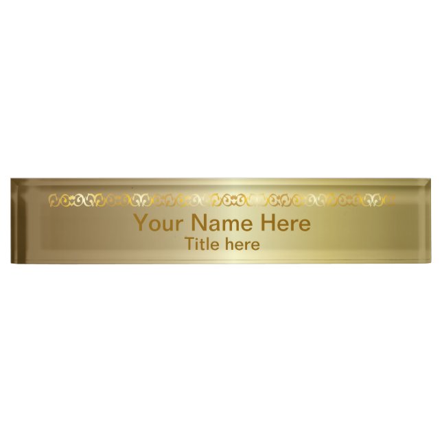 Bright Shiny Gold | DIY Name and Title Nameplate (Front)