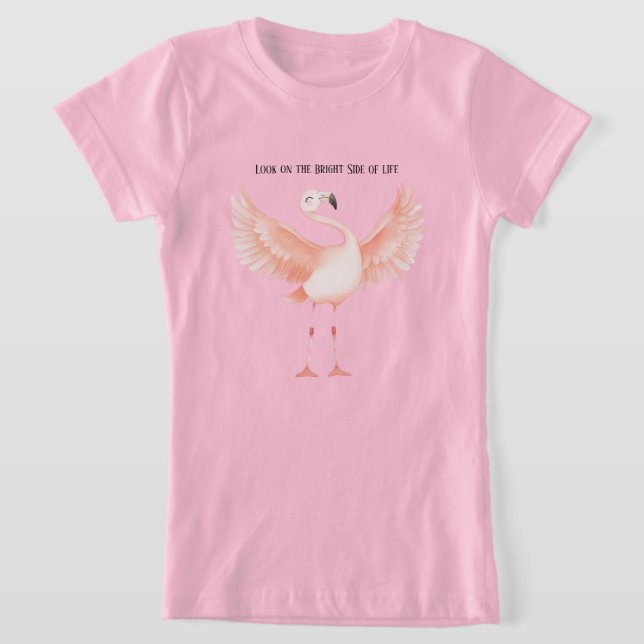 Bright Side of Life Pink Flamingo T-Shirt (Laydown)