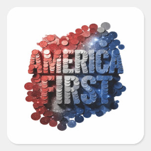 Bright Silver AMERICA FIRST Craft Sticker