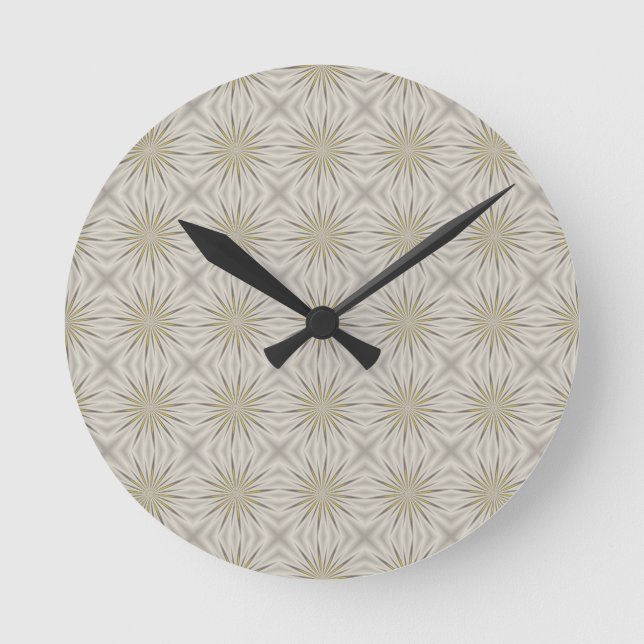 Bright Silver Christmas Stars Round Clock (Front)