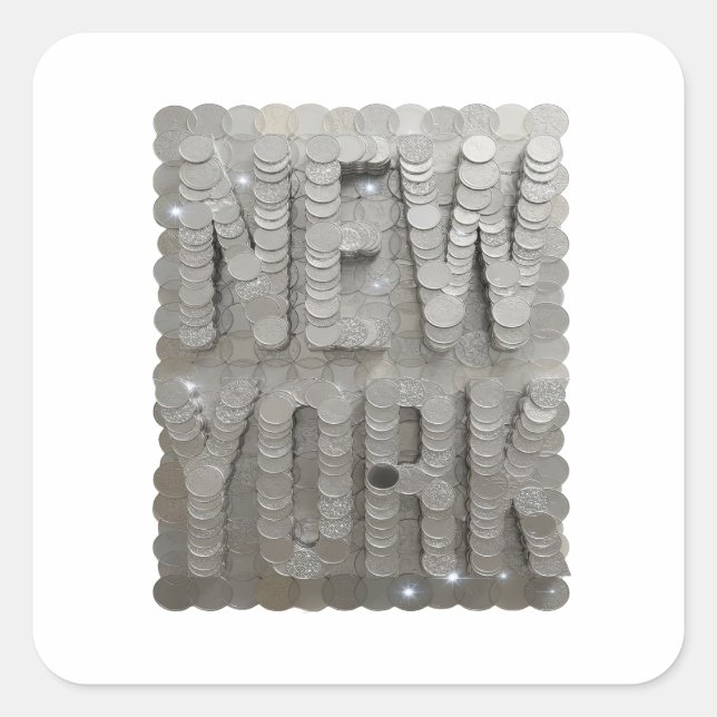 Bright Silver NEW YORK Sticker Art (Front)