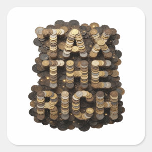 Bright Silver TAX THE RICH Decal Art Square Sticker