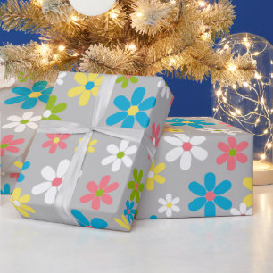 Bright Simple Colourful Spring Floral Art Pattern Wrapping Paper