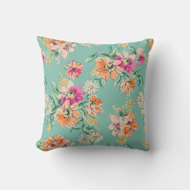 Bright Sketch Floral Pattern Cushion (Front)