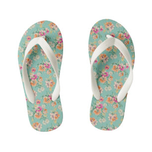 Bright Sketch Floral Pattern Kid's Jandals