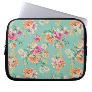 Bright Sketch Floral Pattern Laptop Sleeve