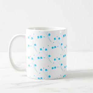Bright Sky Blue Flowers, Small Floral Print Coffee Mug
