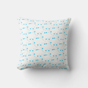 Bright Sky Blue Flowers, Small Floral Print Cushion