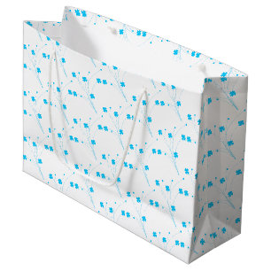 Bright Sky Blue Flowers, Small Floral Print Large Gift Bag