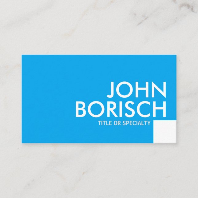 Bright Sky Blue White Fresh Bold Modern Business Card (Front)