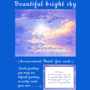Bright Sky over Serene Water Bereavement Thank You Card