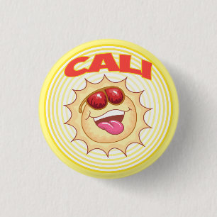 Bright Smiling Cali Sun 3 Cm Round Badge