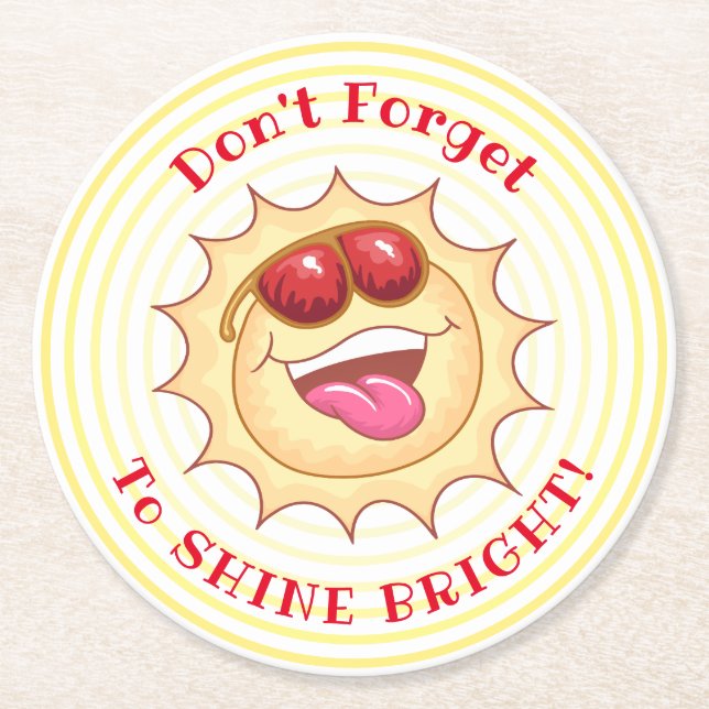 Bright Smiling Sunshine Round Paper Coaster (Front)
