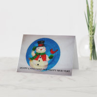 Bright Snowman shot close up on a CARD