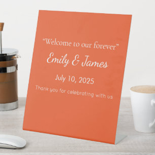Bright Solid Orange Background Pedestal Sign