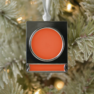 Bright Solid Orange Background Silver Plated Banner Ornament