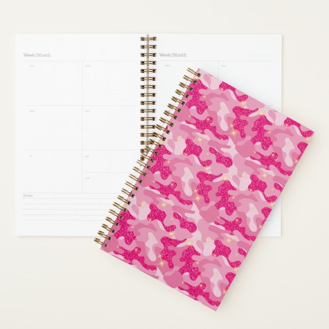 Bright Sparkle Pink Camouflage Chic Camo Lovers Planner (Display)
