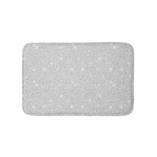 Bright Sparkle White Silver Colour Merry Christmas Bath Mat (Front)