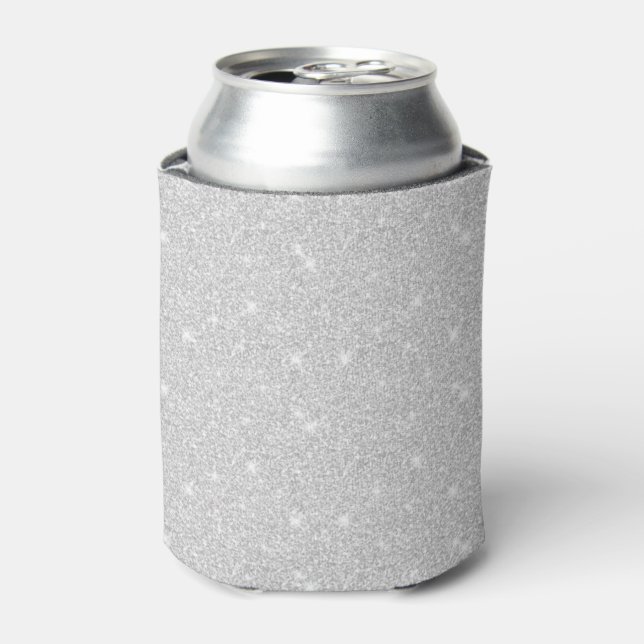 Bright Sparkle White Silver Colour Merry Christmas Can Cooler (Can Front)