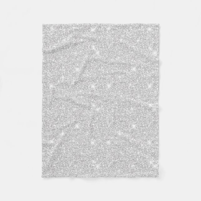 Bright Sparkle White Silver Colour Merry Christmas Fleece Blanket (Front)