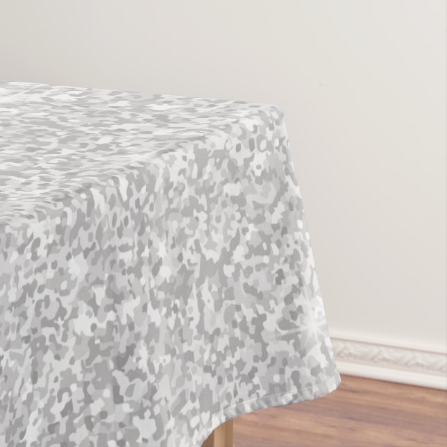 Bright Sparkle White Silver Colour Merry Christmas Tablecloth (In Situ)