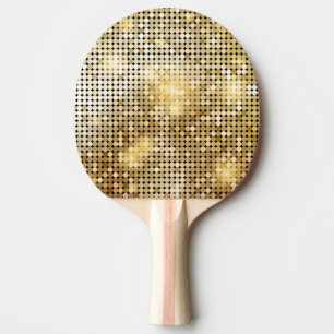 Bright sparkling golden sequin glitters disco ball ping pong paddle
