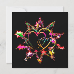 Bright Sparkling Hearts Designer Square Note Card