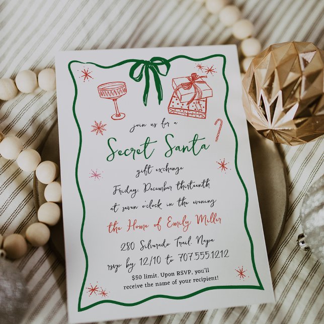 Bright Spirits | Secret Santa Christmas Party Invitation (Creator Uploaded)