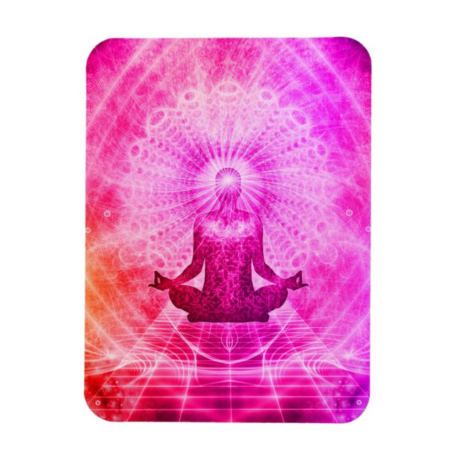 Bright Spiritual Yoga Lotus Pose Magnet (Vertical)