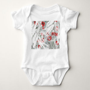 Bright Splash Red Poppy Watercolor Baby Bodysuit