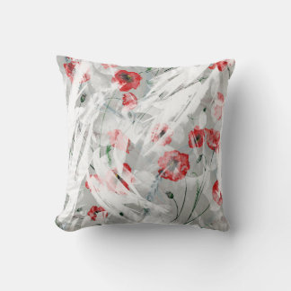 Bright Splash Red Poppy Watercolor Cushion